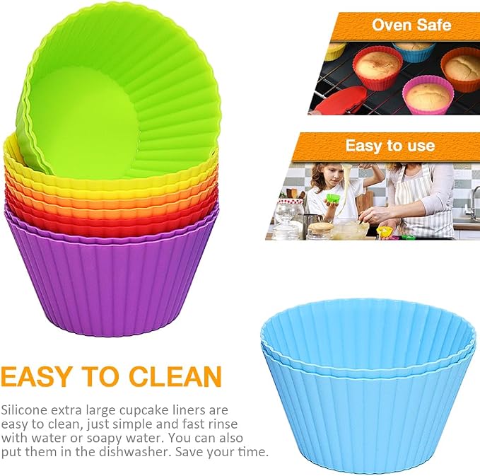 Extra Large Silicone Muffin Cups 24 Pack | Non-stick, - Image 5