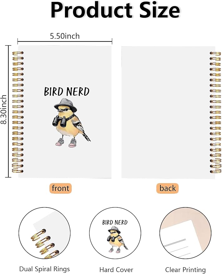 Funny Bird Nerd Spiral Notebooks, Cute Birds Watching Journal, Birds Lovers - Image 2