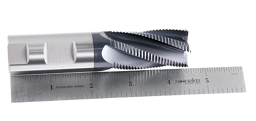 Accusize Industrial Tools Fine Tooth M42 8% Cobalt Tialn Roughing End Mill, 1'' Diameter, 1'' Shank Diameter, 2'' Flt Length, 4-1/2'' Oal, 1104-0001