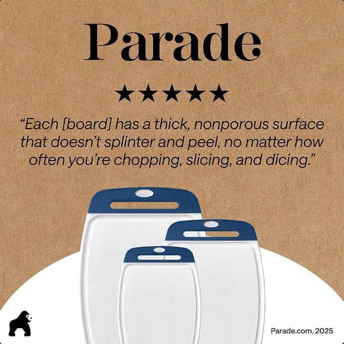 GORILLA GRIP BPA-Free Reversible Kitchen Cutting Board Set of 3, US Designed - Image 9
