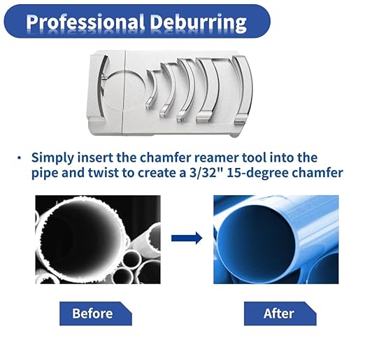 Aluminum PVC Deburring Tool for Plastic Pipe,PVC Pipe Chamfer Tool for Pipe Burring,Plastic Pipe Deburring Tool,Tube Deburring Tool 4” to 1-1/4”,&Replacement Blade&Swivel Head Deburring Tool&Wrench