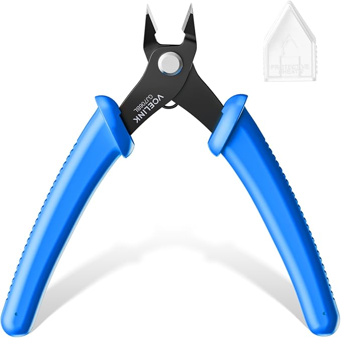 VCELINK Small Wire Cutter Spring-loaded GJ706BL, Precision Flush Cutter Pliers by VCELINK