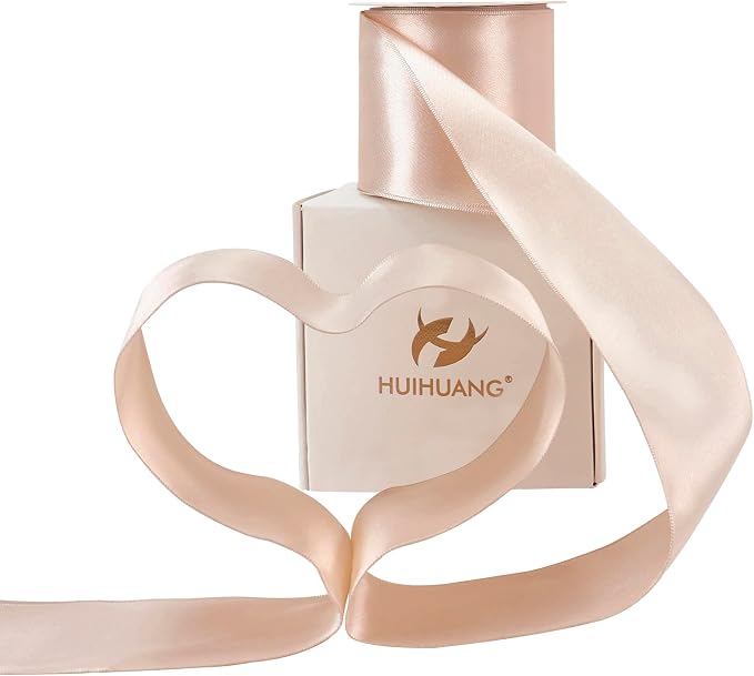 HUIHUANG Satin Wired Ribbon 2.5 inch Rose Gold Wire Edge Ribbon - Image 7