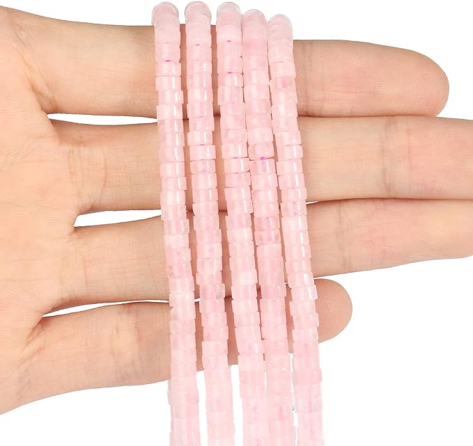 150Pcs 4×2mm Natural Rose Quartz Spacer Stone Beads - Image 3
