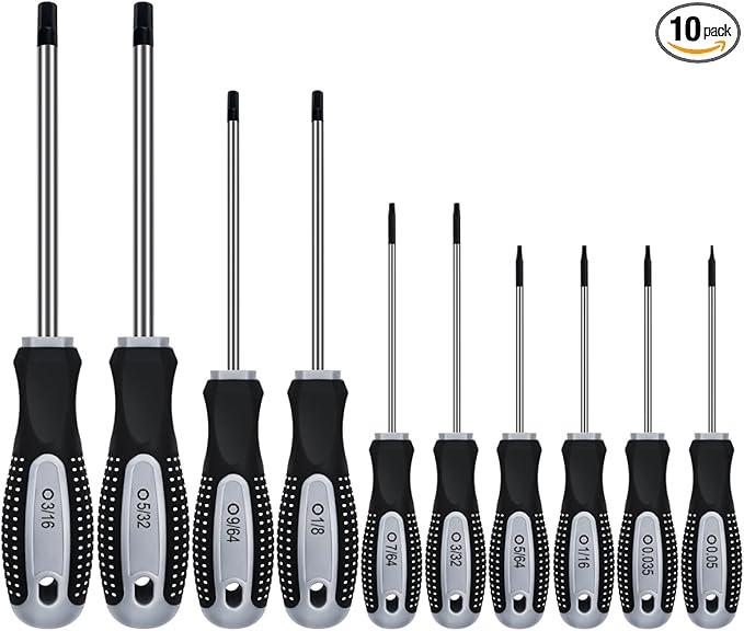 Hex Allen Wrench Screwdriver Set (10 Pack in Precision & Standard SAE Sizes .035", .050", 1/16", 5/64", 3/32", 7/64", 1/8 ", 9/64", 5/32", 3/16") - Perfect for RC Cars, Quadcopters, & Helicopters