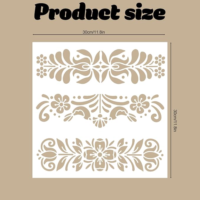 Floral Decorative Painting Stencil Templates, 12x12inch Floral Pattern - Image 2