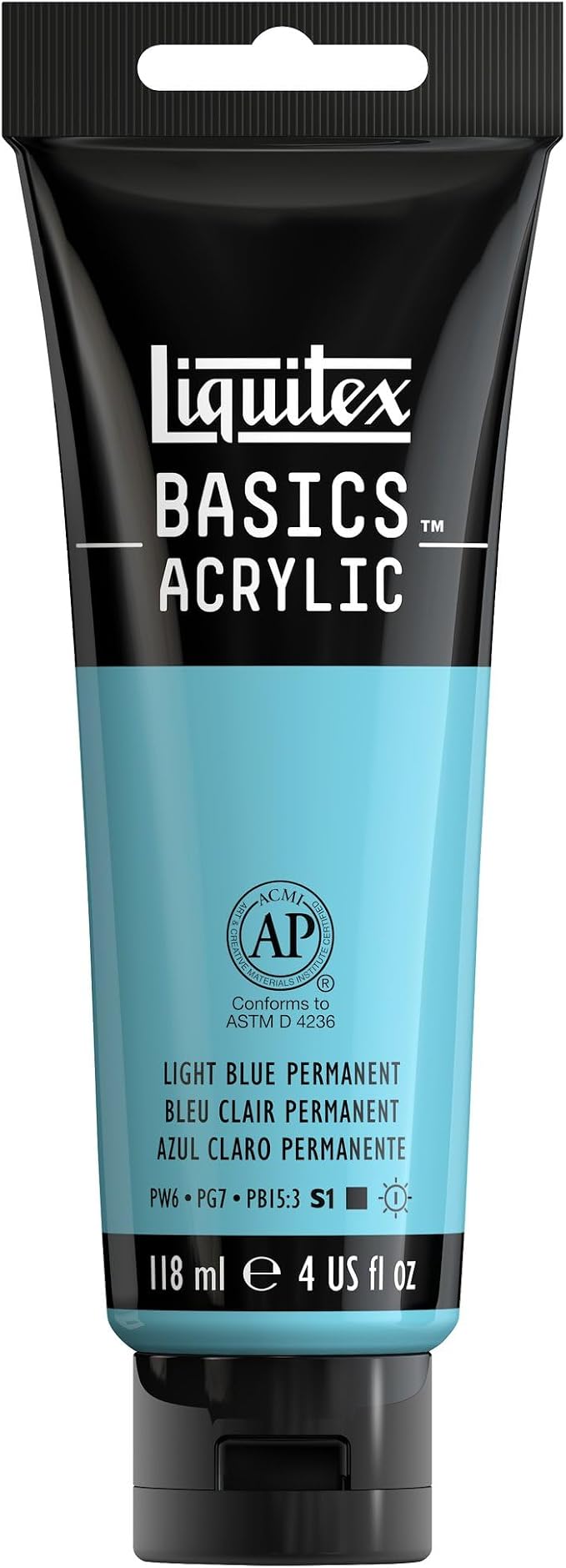 Liquitex BASICS Acrylic Paint, 118ml Tube, Light Blue Permanent by Liquitex