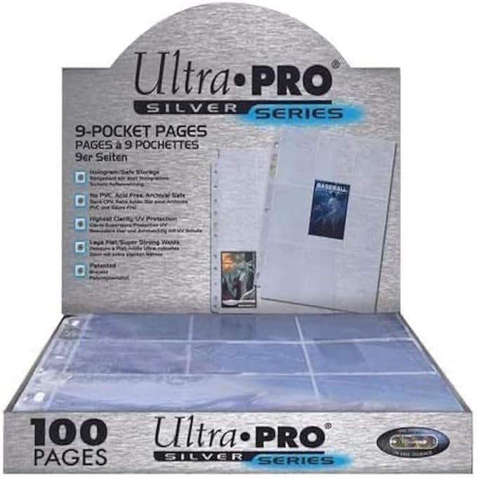 Ultra PRO - 11-Hole Punch 9-Pocket Pages Silver Series, 100 Pages to Store by UltraPro