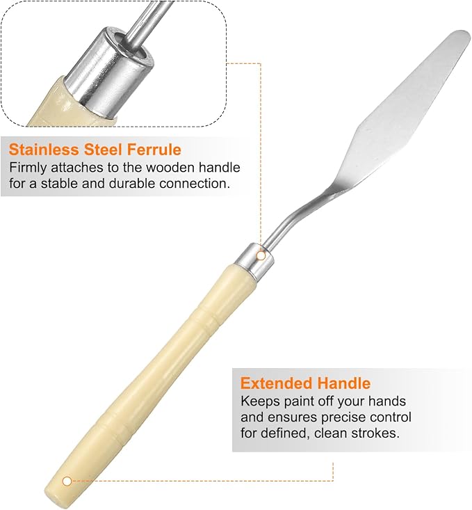 HARFINGTON 8pcs Palette Knife Painting Tool 7.68" Pointed Stainless Steel Blade - Image 4