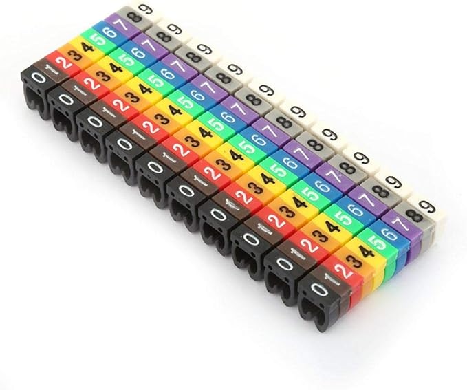 Coded Clip on Wire Markers, Wire Number Labels, Colorful Wire Numbering Marker Tube Cable Marker for Marking(100PCS -4MM 4)