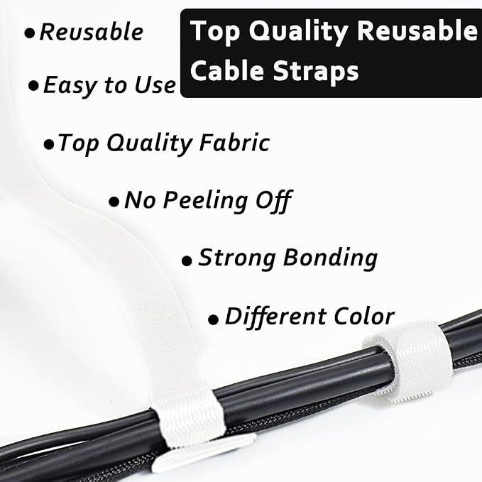 70pcs Cable Ties Reusable White Wire Ties Cable Management Cord Ties Reusable - Image 5