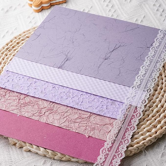 15Pcs Handmade Scrapbook Art Paper Craft Textured Colorful A5 sheet Mesh - Image 4