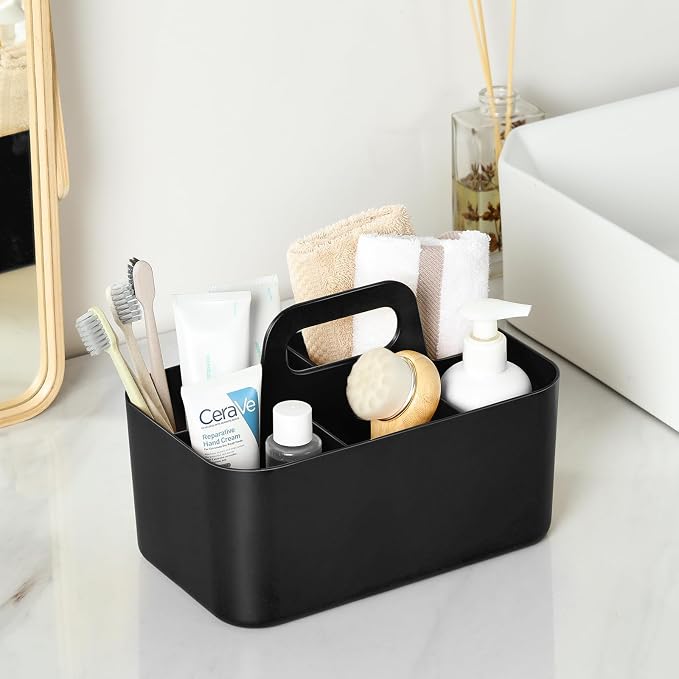 Multiuse Caddy Organizer with Handle, Portable Divided Plastic Tote Bin - Image 3