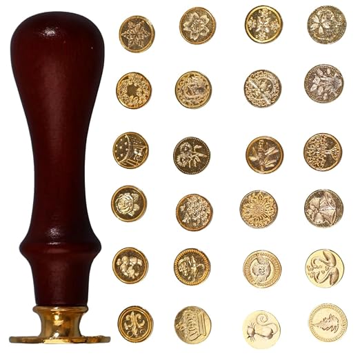 24 Pcs Wax Seal Stamp Kit, Vintage Classic Brass Wax Stamp Seal Head by Unknown