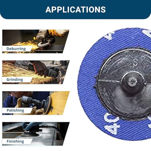 Benchmark Abrasives 2 Inch Sanding Discs Quick Change Zirconia - Male R Type Backing Drill & Die Grinder Sanding Disc for Deburring Polishing Rust Remover for Metal Paint Stripper (25 Pack), Mix Grit