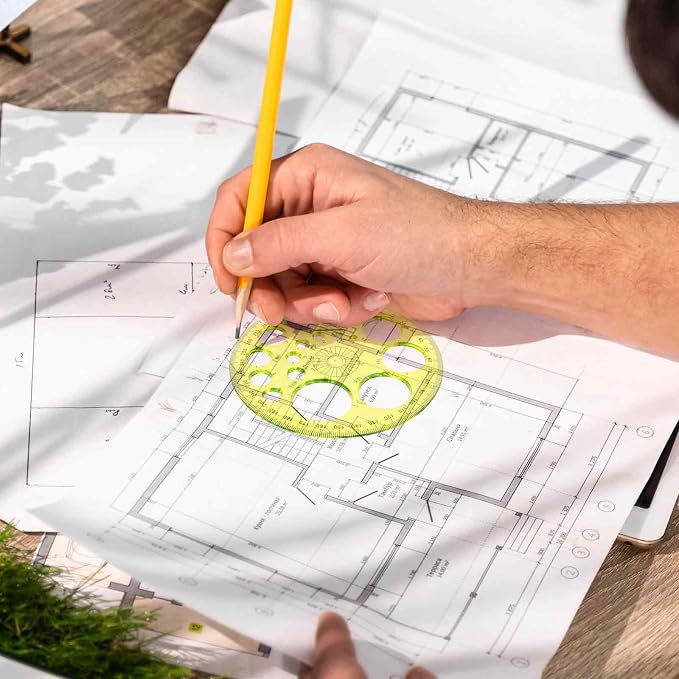 Circle Template 360° Protractor Round Stencil, Plastic Circle Ruler - Image 4
