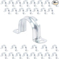 30 PCS 1-9/16 Inch Reinforced Rigid Pipe Strap, 2 Holes U Bracket Cable Clamp Hanger, Zinc Coated Tension Tube Clip, Conduits Strap Clamps for Pipe Fixing on Various Surfaces, 30 PCS(40 mm)