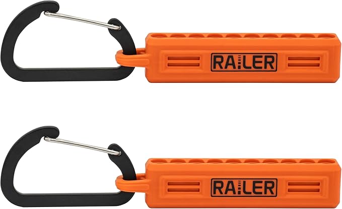 Screwdriver Bit Holder Storage Organizer – Railer 10-Hole Orange Bit Holder with Carabiner - 2 Pack