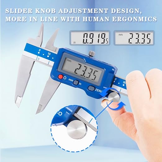 Dasqua 8”/200mm Digital Caliper, Electronic Industrial Stainless Steel Precision Measuring Tool, Large LCD, Eco-Friendly Case, Auto Off,0.0005”/0.01mm Resolution, 0.001”/0.02mm Accuracy