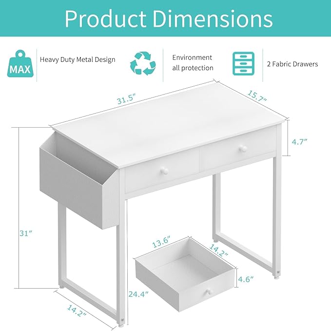 Lufeiya Small White Kids Desk - Image 3