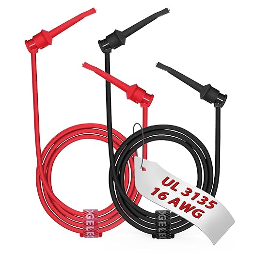16 Gauge 2pcs/3.3Ft Dual Test Hook Clips UL3135, Heavy Duty Silicone Test Leads Set Jumper Wires Kit for Testing - EDGELEC