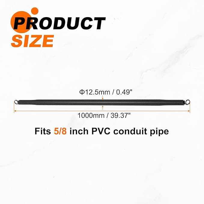 HARFINGTON 2pcs PVC Spring Tube Bender 12.5mm OD 1000mm Long B Type Conduit Pipe Bender Bending Spring for Pipe Bending Devices in Home Hydropower, Black