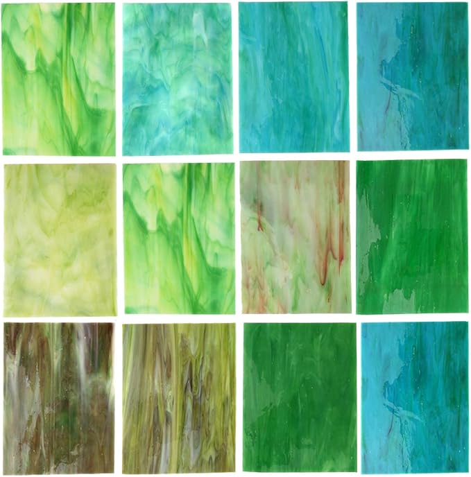 Lanyani 10 Sheets Variety Stained Glass Sheets Pack, 4 x 6 inch Large Cathedral by LanyaniArtGlassMosaics
