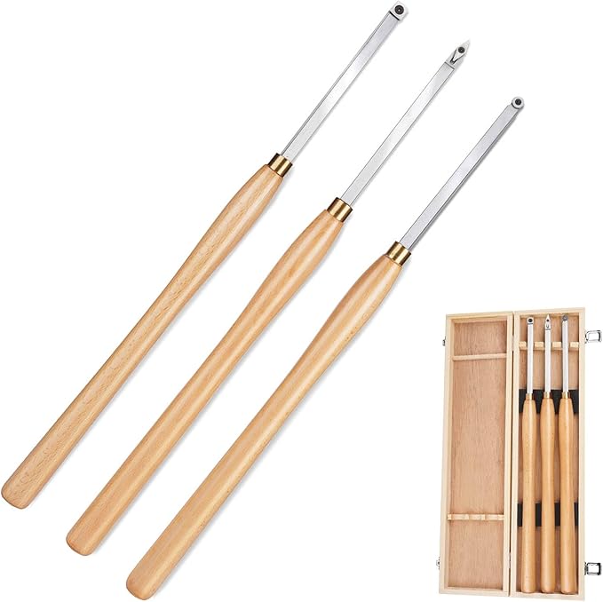 Woodturning Carbide Lathe Tools, 23.7" Pro Size Wood Turning Tool Set of 3 Rougher Detailer Finisher