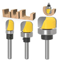3Pcs 1/4" Shank 1/2",3/4",1-1/8" Carbide Round Nose Groove Router Bit Set Template Router planing Head Set with Ball Bearing Engraving Router planing Head Wood Cutter Woodworking Tools