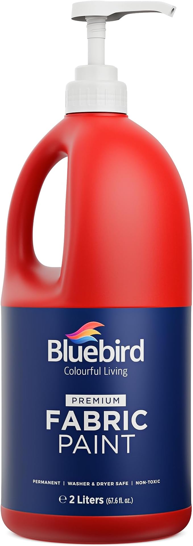 BLUEBIRD Fabric Paint, Vermilion Red, 67.6 Fl Oz, Permanent Fabric Paints by BluebirdArts