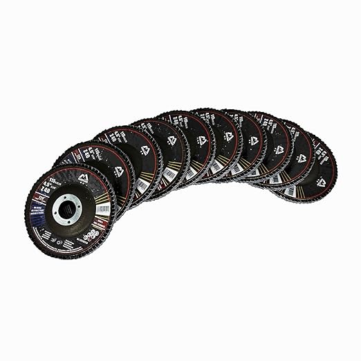 Merryland Flap Disc 4 1/2 inch Metal for Angle Grinder, 4.5inch 40 Grit T29 Flap Wheel 10 Pack, Blue Zirconium Corundum INOX Stainless Steel Iron Universal, Craft-Line FC1107214-10