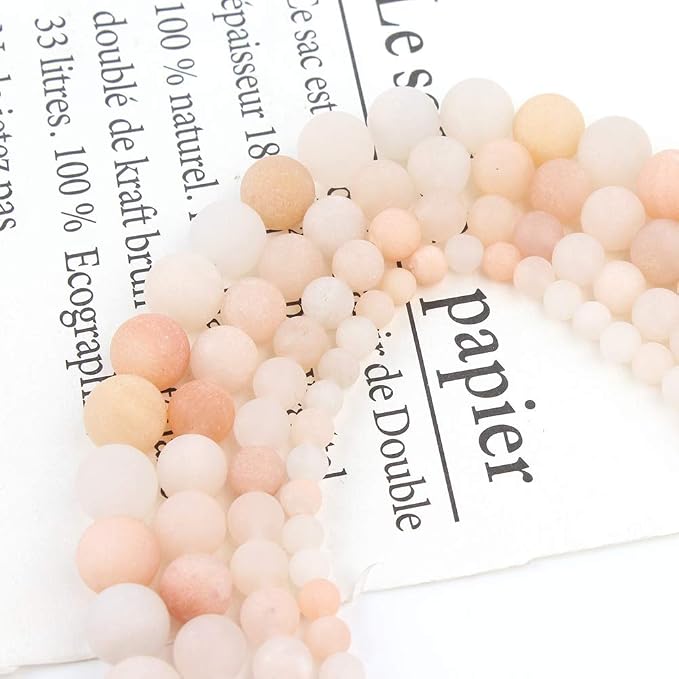 60pcs Natural Matte Light Pink Aventurine Gemstone Beads，6mm Frosted Round - Image 7