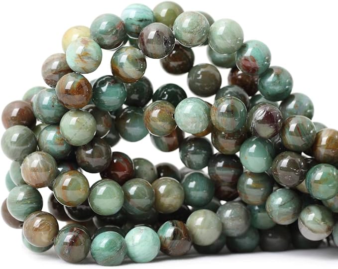 35PCS 10mm Natural Dragon Blood Jade Round Loose Beads Stone Beads by CHEAVIAN