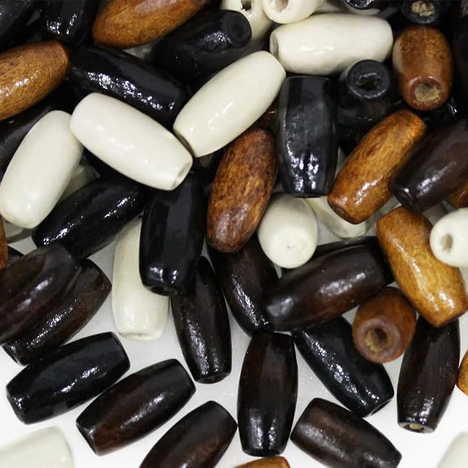 400Pcs Large Hole Barrel Wood Beads, BetterJonny 15x7mm 4 Colors Natural Wooden - Image 6