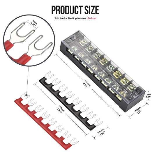 73Pcs(6Sets) Terminal Block Set, 6Pcs 8 Positions 600V 25A Dual Row Screw Terminal Strip Block + 6Pcs Pre-Insulated Terminals Barrier Strip + 60Pcs Insulated Fork Wire Connector by CGele…
