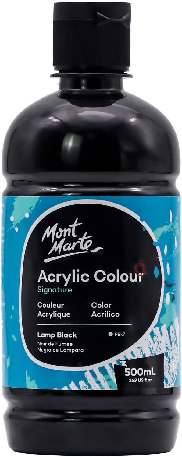 Mont Marte Signature Black Acrylic Paint, Semi-Matte Finish, Suitable by MontMarte