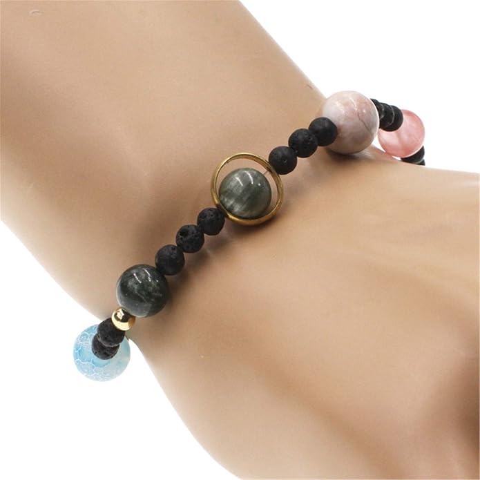 ONLYJUMP Planet Bracelet Solar System Universe Galaxy Bracelet Handmade Natural - Image 3