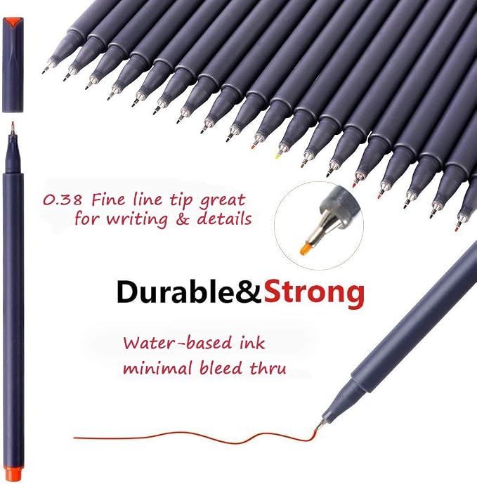 iBayam Fine Tip Pens, Micron Point 0.38mm, Note-Taking Journaling | Smooth - Image 2
