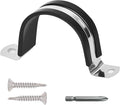 Pipe Clamps NPS 1-1/2 Inches （Φ48MM）- 304 Stainless Steel & Rubber Lining 10 Pack