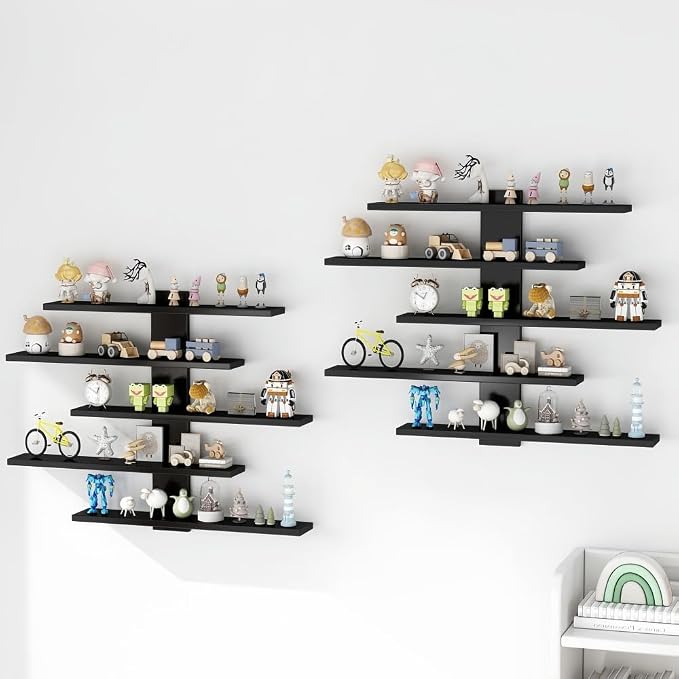 5-Tier Floating Wall Mounted Shelves, Wall Display Storage Shelf - Image 5