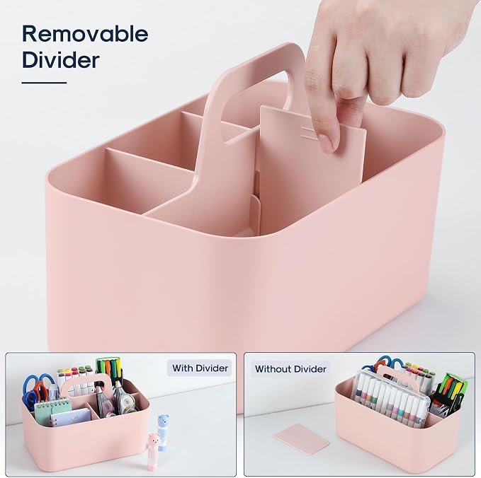 Multiuse Caddy Organizer with Handle, Portable Divided Plastic Tote Bin - Image 6