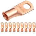 SELTERM 10pcs 2 AWG - 5/16" Stud - Battery Lugs, Heavy Duty Wire Lugs, Ring Terminals, Battery Cable Ends,2 Gauge Terminals, UL Bare Copper Eyelets Electrical Battery Terminal Connectors