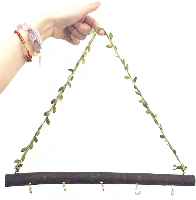 2 Pcs Decorative Leaf Floating Wall Shelves Coat Hooks, 5 Hook | Driftwood - Image 5
