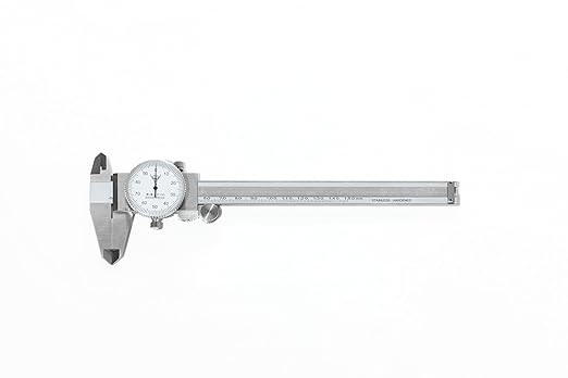 PEC Dial Caliper 0-150mm, Stainless Steel Precision Measuring Tool with Shock-Proof Dial, High Accuracy ±0.01mm