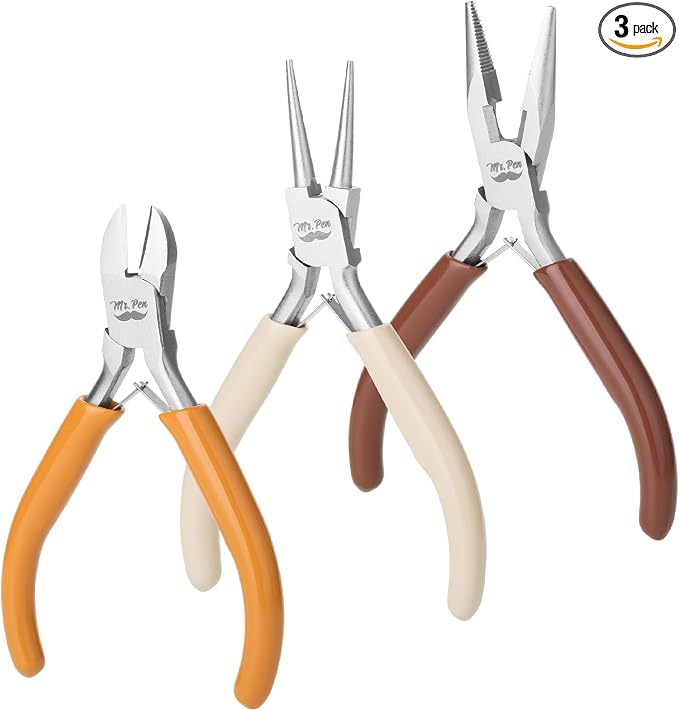 Mr. Pen- Pliers for Jewelry Making, 3 Pack, Chain Nose | Round Nose Pliers Set by MrPen