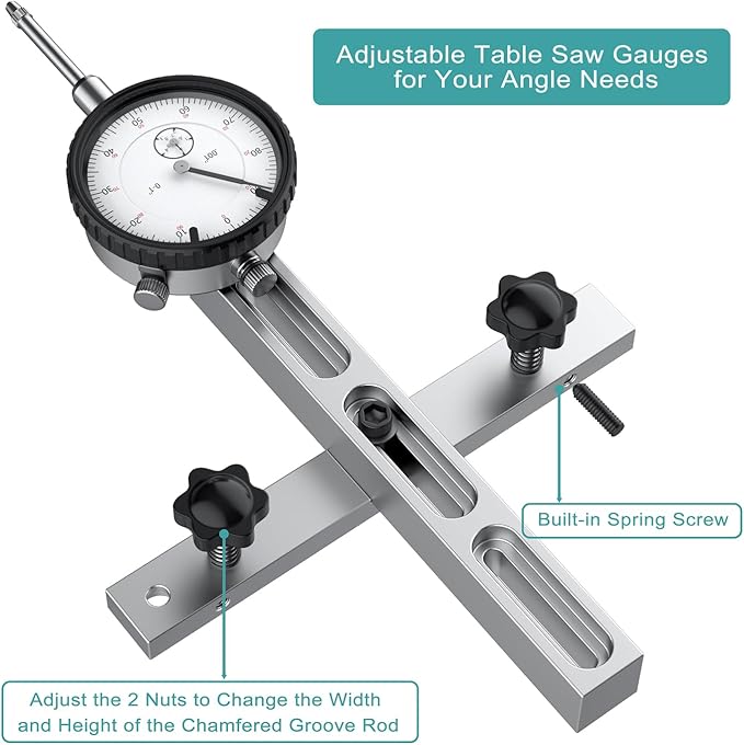 HDLNKAK Table Saw Dial Indicator Gauge, 0-1"/0.001" Dial Indicator, Table Saw Alignment Gauge Suitable for Calibrating Workshop, Machinery, Band Saw and Drill Press