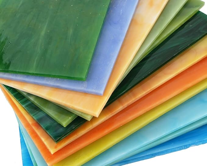 Lanyani Variety Stained Glass Sheets Pack, 4 x 6 inch Large Cathedral Glass - Image 3