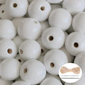 200Pcs White Large Wooden Beads - 16mm by SMANTA