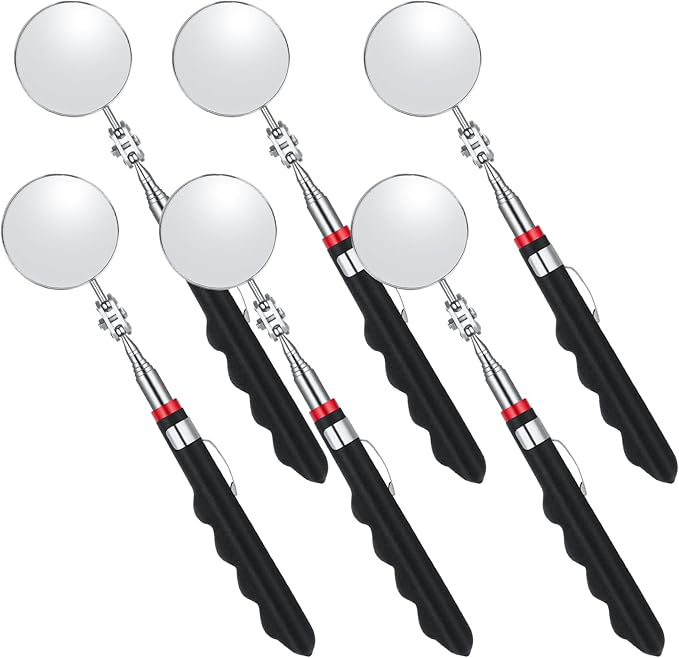 6 Pcs Telescoping Inspection Mirror,Retractable 30 Inch Mechanical Mirror Tool,Under Vehicle Inspection Mirror,Car Visual Reflector,Retractable Under Vehicle Detection Mirror Repair Tool