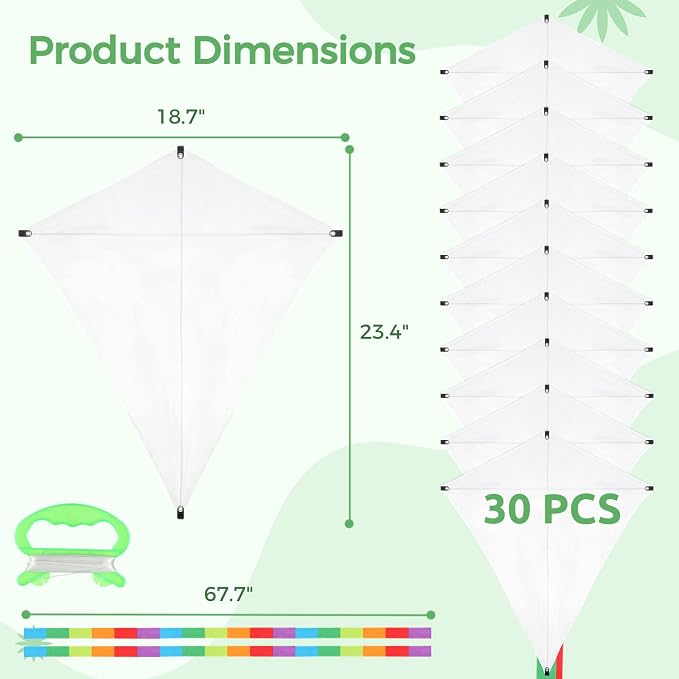 B bangcool DIY Kids Kite Blank Kites Making Painting White Paper Blank Kites - Image 6